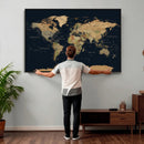 Vintage World Map Canvas on the Dark Background Wall Art by MyGreatCanvas | Canvas Wall Art Prints | Photo Prints & Wall Decor