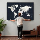 Black World Map Wall Art Canvas Print for Home Office and by MyGreatCanvas | Canvas Wall Art Prints | Photo Prints & Wall Decor