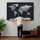 Colorful Watercolor World Map Canvas Print – Vibrant Framed
