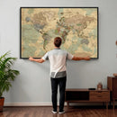 Vintage World Map Wall Art | Ready to Hang and Framed