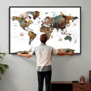 Watercolor World Map Canvas Print – Detailed Map of the