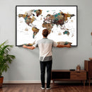 Watercolor World Map Canvas Print – Detailed Map of the