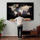 Grunge World Map Wall Art | 3-Panel Large Beige and Brown by MyGreatCanvas | Canvas Wall Art Prints | Photo Prints & Wall Decor