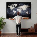 Vintage World Map Canvas Wall Art – Antique Triptych Map