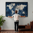 Large Blue World Map Wall Art Canvas Print for Home Office by MyGreatCanvas | Canvas Wall Art Prints | Photo Prints & Wall Decor