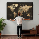 Framed World Map with Pin Canvas Print – Detailed World Map