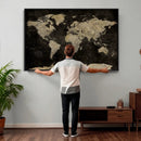 Push Pin World Map Canvas Wall Art Print, Interactive Travel