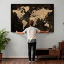 Brown World Map Canvas Print – Modern Travel Map Wall Art, by MyGreatCanvas | Canvas Wall Art Prints | Photo Prints & Wall Decor