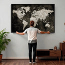 Vintage World Map Wall Art Canvas Print – Framed Large Map