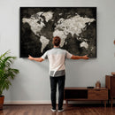 Vintage World Map Wall Art Canvas Print – Framed Large Map