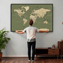 Vintage World Map Canvas Wall Art Print, Classic Global Map