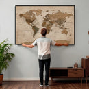 World Map Canvas Wall Art Print, Detailed Global Map Artwork