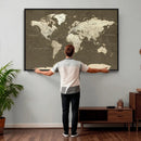 Vintage World Map Canvas Print – Framed Travel Map Wall Art