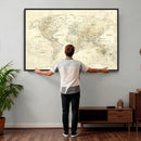 Colorful Watercolor World Map Canvas Wall Art – Framed