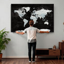 World Map Canvas Print – Framed Push Pin Wall Art, Color