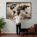 Black and White World Map Canvas Print – Framed Wall Art for by MyGreatCanvas | Canvas Wall Art Prints | Photo Prints & Wall Decor