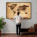Modern Red and Gray World Map Canvas Print – Framed Wall Art by MyGreatCanvas | Canvas Wall Art Prints | Photo Prints & Wall Decor