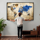 World Map Canvas Print – Colorful Abstract Travel Map,