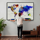 Vintage World Map Canvas Wall Art – Framed Travel Map with