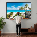 Barbados Beach Wall Art Canvas Print, Palm Tree Ocean by MyGreatCanvas | Canvas Wall Art Prints | Photo Prints & Wall Decor