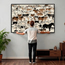 Farmhouse Animals Horse Longhorn Cow Wall Art Canvas Print - by MyGreatCanvas | Canvas Wall Art Prints | Photo Prints & Wall Decor
