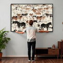 Wild Horses Wall Art Canvas Print - Abstract Farm Longhorn by MyGreatCanvas | Canvas Wall Art Prints | Photo Prints & Wall Decor