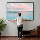 Ocean Wave Wall Art Canvas Print, Pastel Surf Seascape