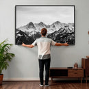 Black and White Mountain Wall Art Canvas Print, Snowy Alpine by MyGreatCanvas | Canvas Wall Art Prints | Photo Prints & Wall Decor