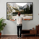 Lake Braies Alpine Landscape Wall Art Canvas Print, by MyGreatCanvas | Canvas Wall Art Prints | Photo Prints & Wall Decor