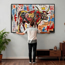 Texas Bull Wall Art Canvas Print, Abstract Graffiti Bull by MyGreatCanvas | Canvas Wall Art Prints | Photo Prints & Wall Decor