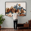 Layered Wooden Mountain Wall Art Canvas Print, Modern Rustic by MyGreatCanvas | Canvas Wall Art Prints | Photo Prints & Wall Decor