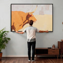 Minimal Longhorn Bull Wall Art Canvas Print, Neutral Western by MyGreatCanvas | Canvas Wall Art Prints | Photo Prints & Wall Decor