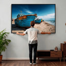 Coastal Fishing Boats Wall Art Canvas Print, Sunset Beach by MyGreatCanvas | Canvas Wall Art Prints | Photo Prints & Wall Decor