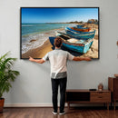 Coastal Fishing Boats Wall Art Canvas Print, Sunset Beach by MyGreatCanvas | Canvas Wall Art Prints | Photo Prints & Wall Decor