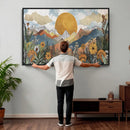 Boho Mountain Landscape Large Wall Art, Horizontal Gold by MyGreatCanvas | Canvas Wall Art Prints | Photo Prints & Wall Decor