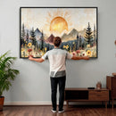 Boho Mountain Landscape Large Wall Art, Horizontal Gold by MyGreatCanvas | Canvas Wall Art Prints | Photo Prints & Wall Decor