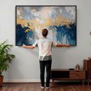 Blue Gold Abstract Large Framed Canvas Wall Art, Modern by MyGreatCanvas | Canvas Wall Art Prints | Photo Prints & Wall Decor