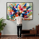 Geometric Abstract Wall Art Canvas Print, Orange Blue by MyGreatCanvas | Canvas Wall Art Prints | Photo Prints & Wall Decor