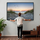 Sandy Dune Path Sunset Canvas Wall Art — Seagulls Beach by MyGreatCanvas | Canvas Wall Art Prints | Photo Prints & Wall Decor