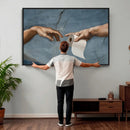 Funny Bathroom Canvas Wall Art, Michelangelo Creation of by MyGreatCanvas | Canvas Wall Art Prints | Photo Prints & Wall Decor