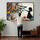 Banksy Butterfly Girl Wall Art Canvas Print, Framed Street by MyGreatCanvas | Canvas Wall Art Prints | Photo Prints & Wall Decor