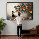 Banksy Graffiti Butterfly Girl Wall Art Canvas Print, Framed by MyGreatCanvas | Canvas Wall Art Prints | Photo Prints & Wall Decor
