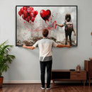 Girl Graffiti Wall Art Canvas Print, Red Balloon Heart by MyGreatCanvas | Canvas Wall Art Prints | Photo Prints & Wall Decor