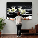 Plumeria Frangipani Black Stone Canvas | White Flower Spa by MyGreatCanvas | Canvas Wall Art Prints | Photo Prints & Wall Decor