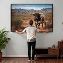 Texas Longhorn Bull Wall Art Canvas Print, Western Farmhouse