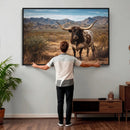 Texas Longhorn Canvas Wall Art Western Bull Desert Moody by MyGreatCanvas | Canvas Wall Art Prints | Photo Prints & Wall Decor