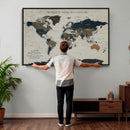 Custom Push Pin World Map Wall Art Canvas Print –