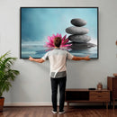 Zen Canvas Wall Art Lotus Flower Stacked Stones Teal Spa by MyGreatCanvas | Canvas Wall Art Prints | Photo Prints & Wall Decor