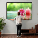 Zen Lotus Candle Canvas Wall Art Pink Spa Meditation by MyGreatCanvas | Canvas Wall Art Prints | Photo Prints & Wall Decor