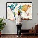 Watercolor World Map Canvas Wall Art Print – Abstract by MyGreatCanvas | Canvas Wall Art Prints | Photo Prints & Wall Decor